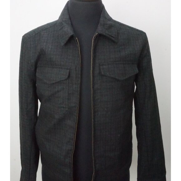 John Varvatos Gray Black Plaid Flannel Wool Blend Jacket Sz 36 Brand New